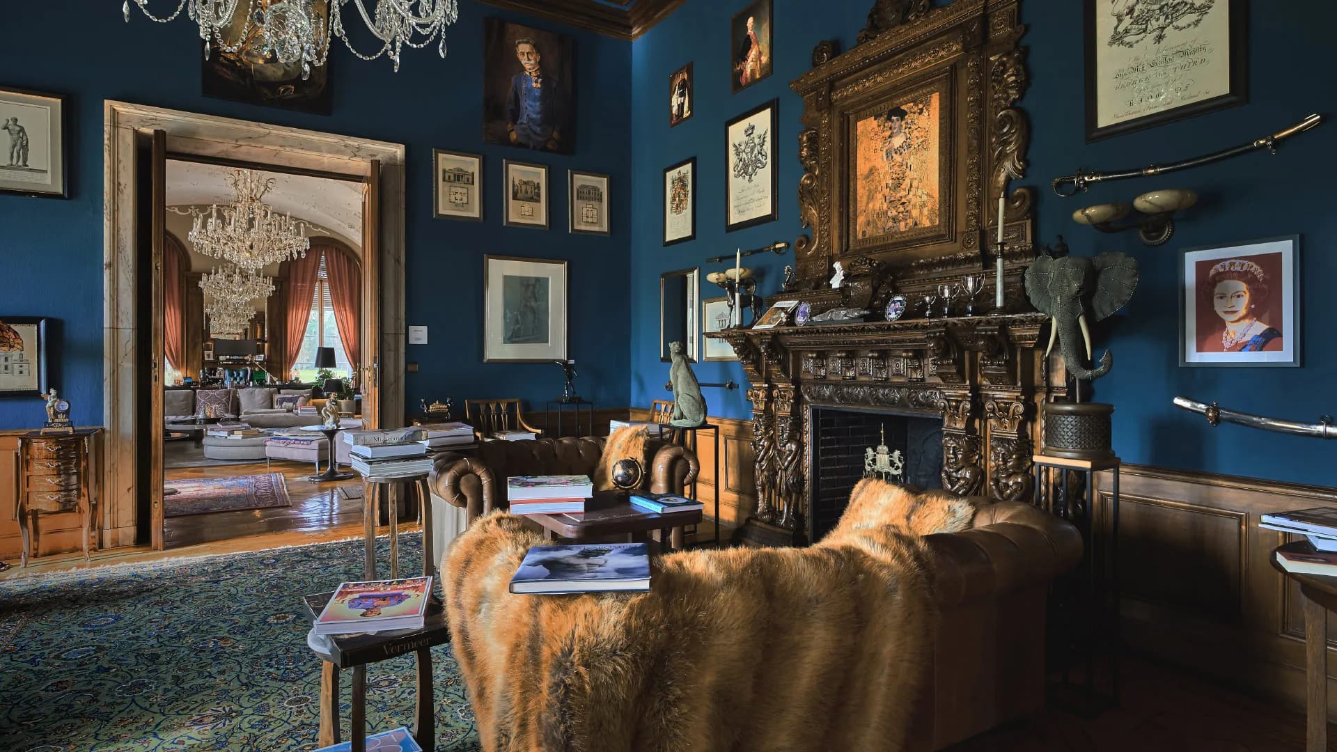 Opulent Library and Drawing Room